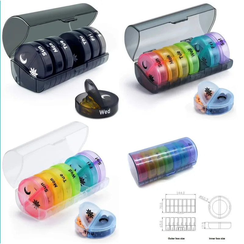 Caixa de comprimidos 7 dias organizador 21/14 grades 3 vezes um dia viagem portátil com grandes compartimentos para vitaminas medicina óleos peixes