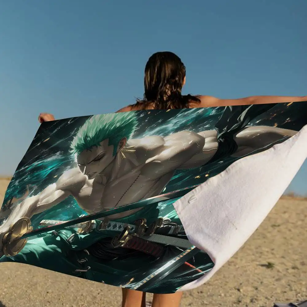 Zoro One P-Piece Cartoon Anime Beach Towel Colorful Bath Towels for Quick Dry Custom Sand Free Beach Yoga Spa Gym Pool