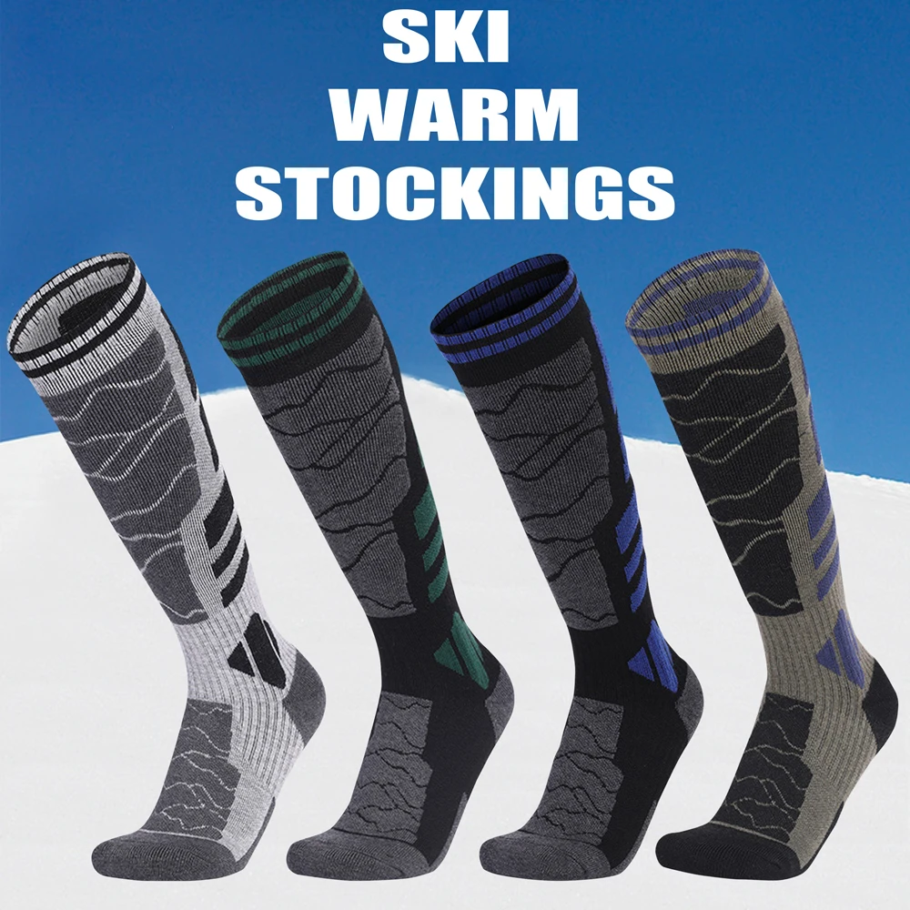 1 paire laine mérinos coton hiver hommes chaussettes de Ski chaudes plus épais sport Snowboard cyclisme football chaussettes haute élastique chaussettes thermiques