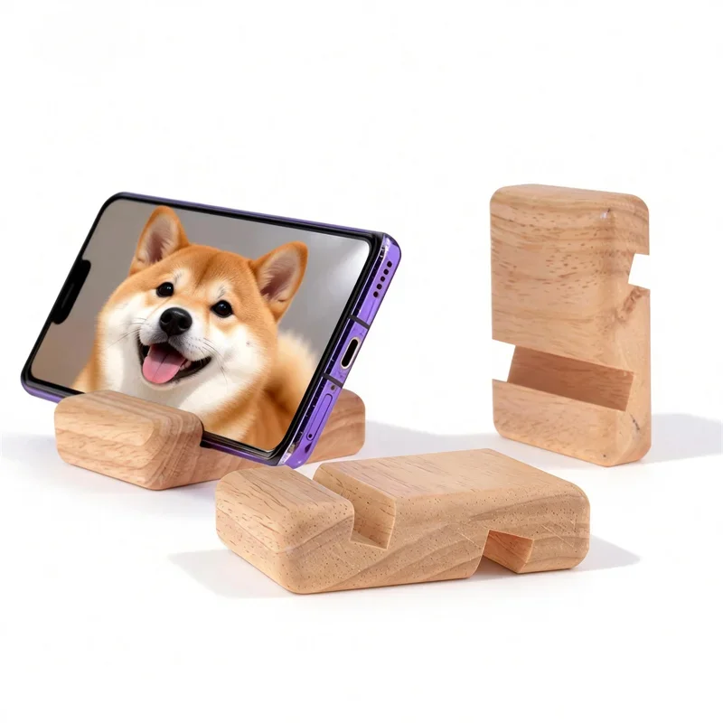 

Bamboo Wood Phone Stand Engravable Wooden Base Portable Lazy Holder For Cellphone Tablet Desktop Display Rack