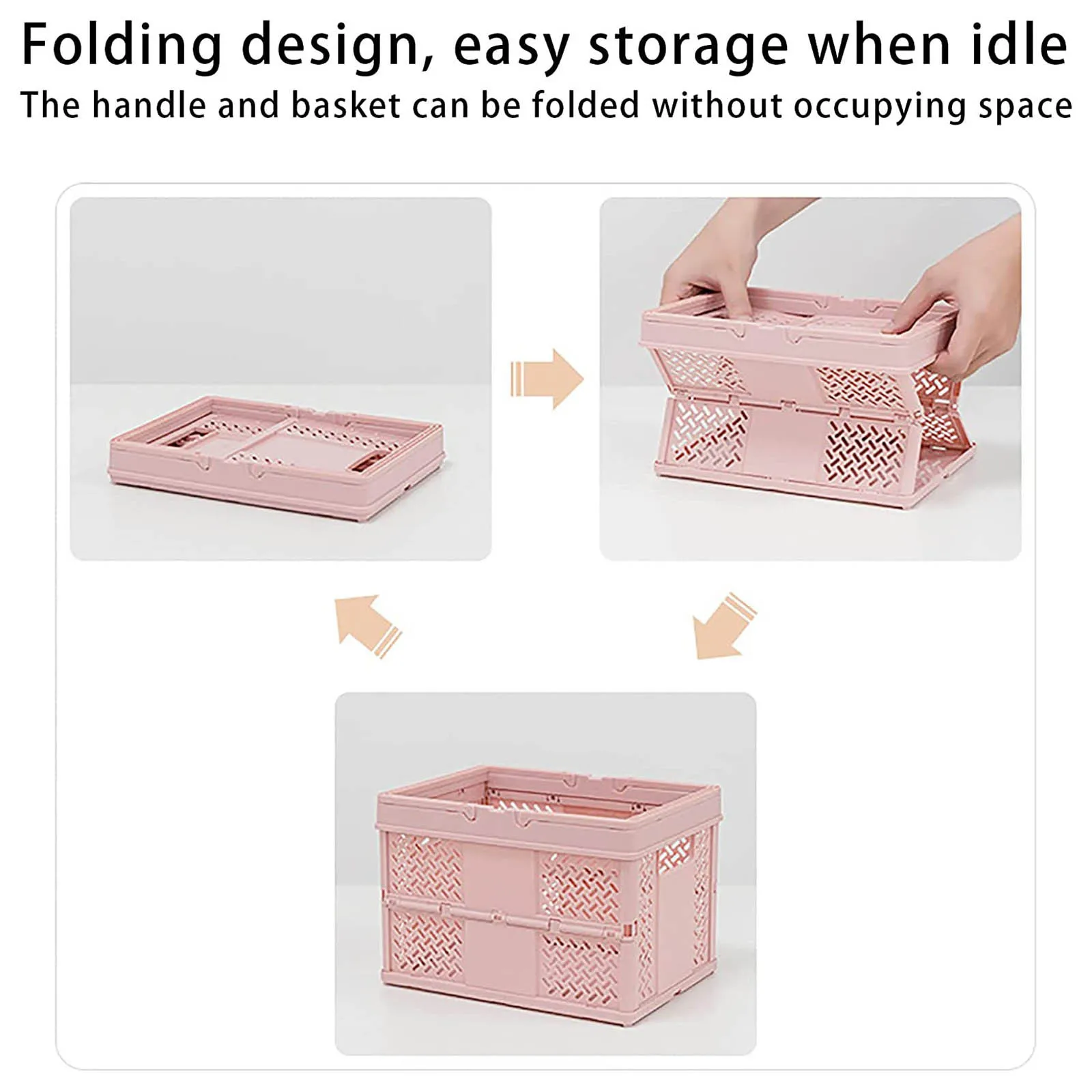 Foldable Plastic Multifuntion Storage Basket Picnic Portable Carry Vegetable Fruit Organizer with Handles Stationery Holder
