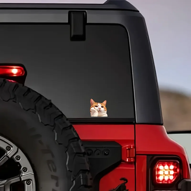 2PC Cute Orange Cat Cheek Support Super Cute Avatar Sticker PVC Wear-resistant Think Cartoon Anime Creative Exterior Accessories