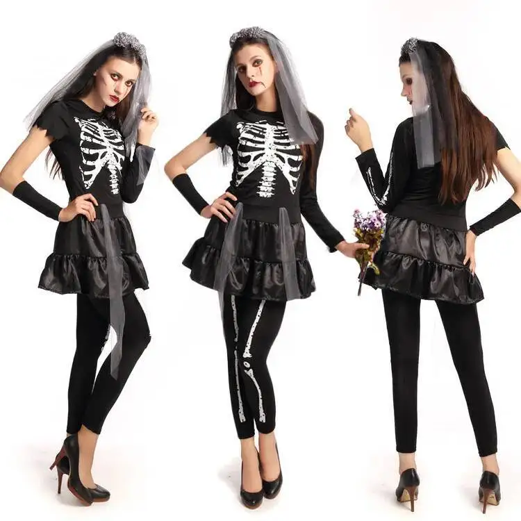 halloween-adulte-fantome-mariee-cosplay-sorciere-squelette-horreur-vetements