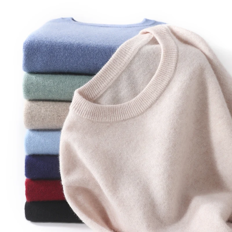 Autumn And Winter Men's Round Neck Wool Pullover Sweater Solid Color Young And Middle-Aged Knitted Bottoming Shirt