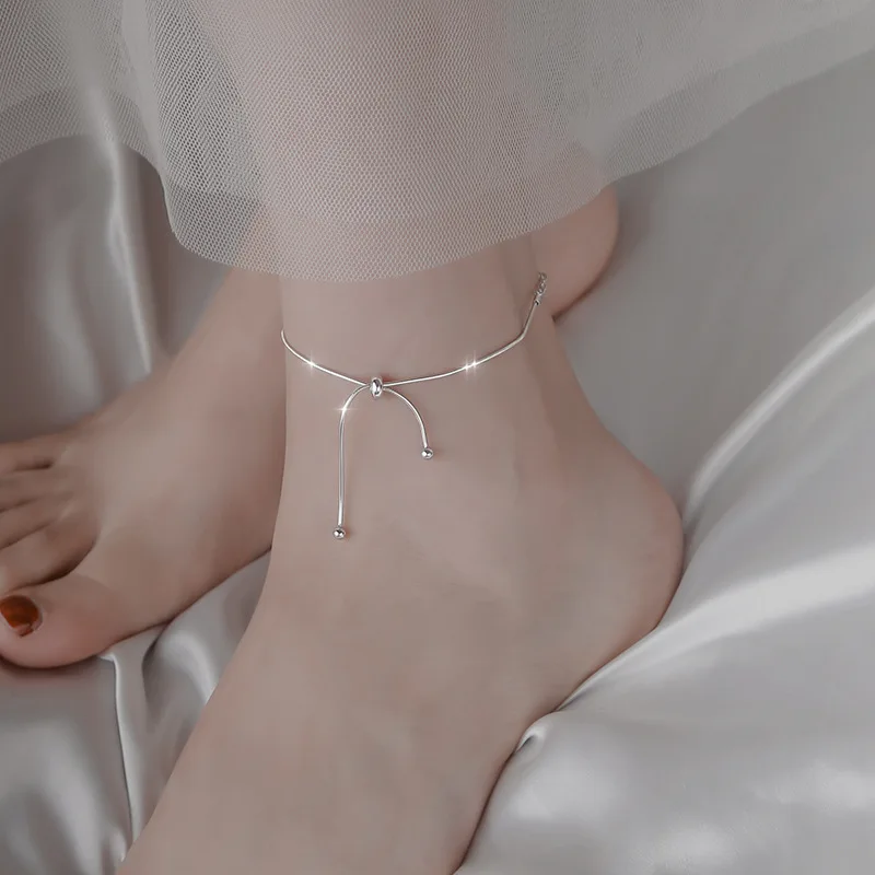 Women's 925 Sterling Silver Simple Style Personalized Charm Anklet