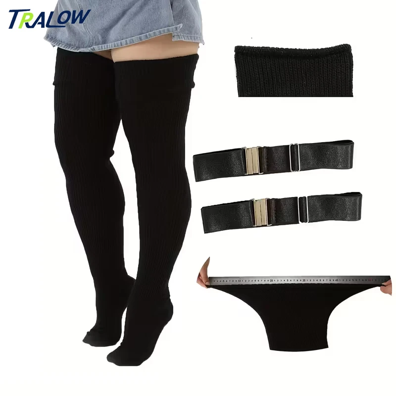 

TRALOW Plus Size Thigh High Socks Extra Long Leg Warmers Over Knee Thick Chunky Knit Thigh High for Women Warm and Comfortable