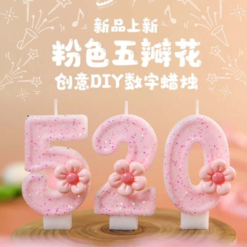 Five-Petaled Flower Digital Birthday Candle Home Decoration - LED Candles for Party And Home Festive Atmosphere