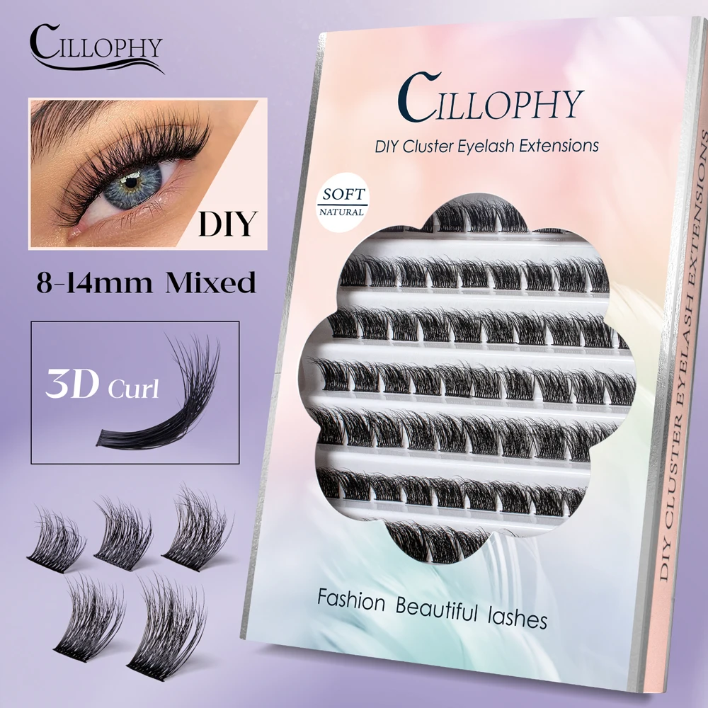 CILLOPHY Cat Eye False Eyelash Extension DIY Lash String Fluffy Soft and Easy to Operate Eyelashes Extension Bundle Makeup Tool