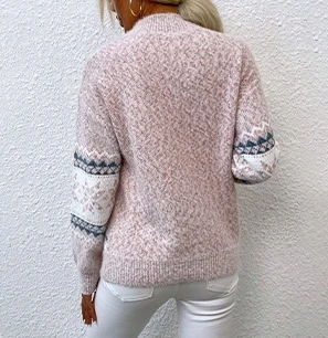 Vintage Women's Winter Sweaters Christmas Snowflake Knitwear O-Neck Long Sleeve Sweater Casual Women's Lazy Thick Knitted Hoodie