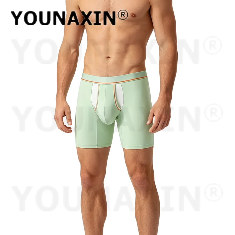 6 Pieces Men's Boxers Briefs Running Long Separate Pouch Breathable Sports Big Size Underwear Trunks M L XL 2XL YOUNAXIN