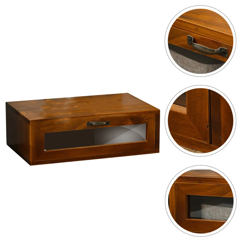 1Pcs Computer Accessory Desktop Storage Rack Laptop Elevating Stand Wooden Acrylic Drawer Box for Office Desk Organization Neck