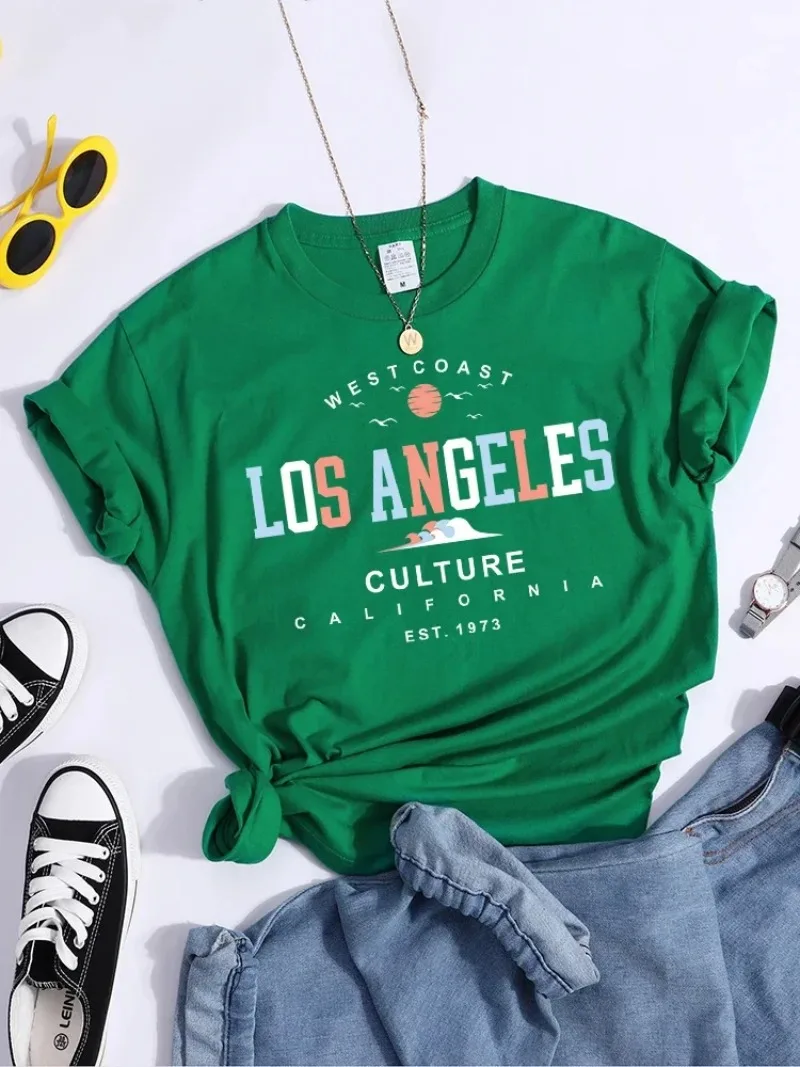 Women Tshirt Los Angeles West Coast Culture California Est. 1937 T-Shirt Vintage Hip Hop Tee Shirt Soft Casual T-Shirts Summer