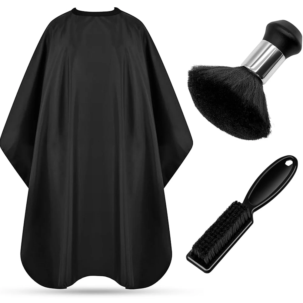 Barber Brush Neck Duster Set, Haircut Cleanup Kit with Hair Cutting Cape and Small Cleaning Brush, for Neckline Cleanup