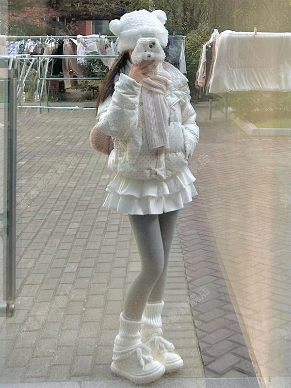 

Корейская укороченная хлопковая куртка в стиле ретро с меховым воротником Lazy Dot для женщин: модный зимний тренд, дизайнерская одежда, верхняя одежда