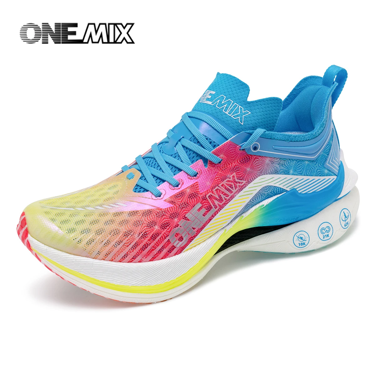 ONEMIX Trail Racing Running Shoes Cushion Breathable Mesh Stable Wearable Outdoor Carbon Plate Marathon Sport Training Sneakers