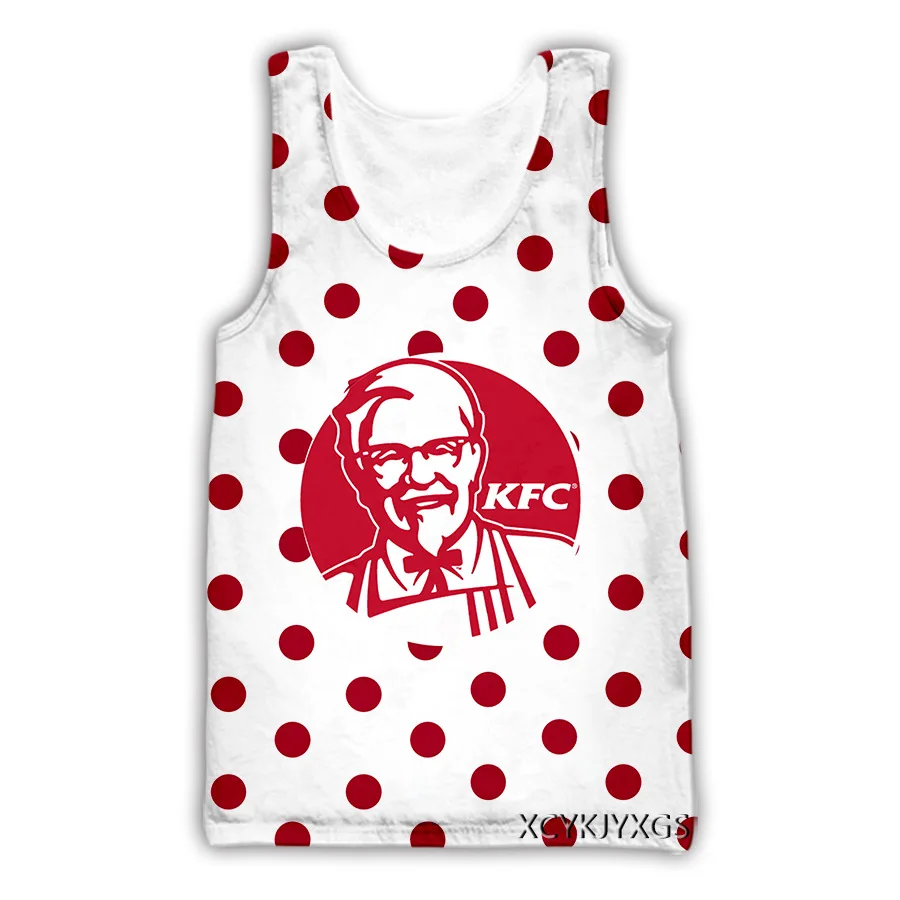 

New 3D Printing KFC Fashion Men Women Tracksuits Crewneck Hip Hop Vest Size S-7XL Mesh Top Four Seasons Casual