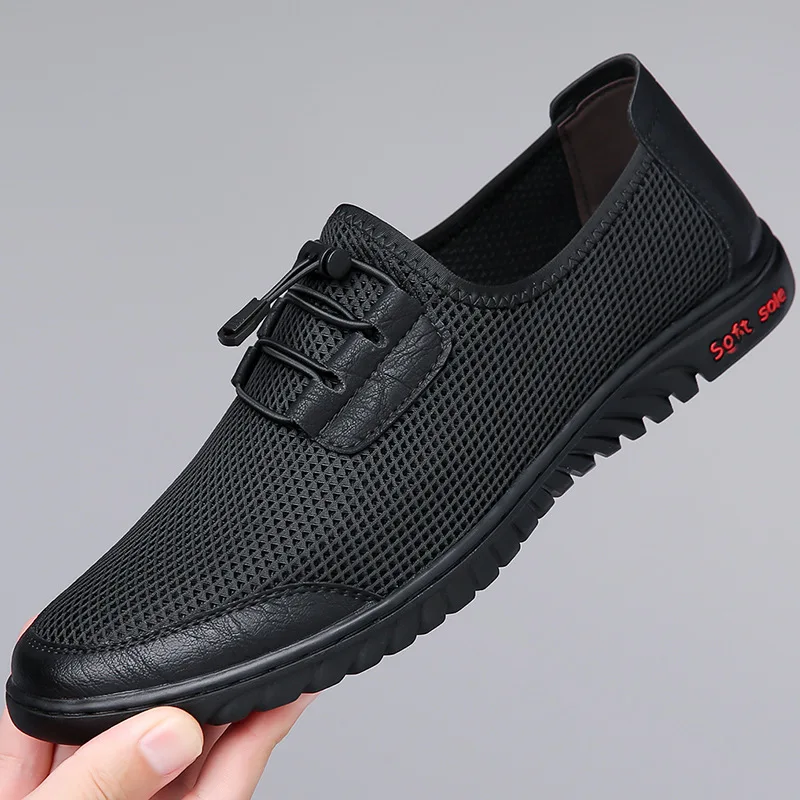 

2024, весна-лето, новая дышащая сетчатая обувь для мужчин, однотонная модная спортивная обувь, мужская легкая дизайнерская обувь с эластичной лентой