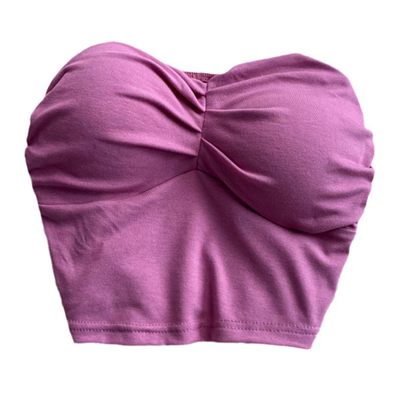 Camisole à volants pour femmes, sexy, sans bretelles, coussretours de poitrine mince, précieux, été