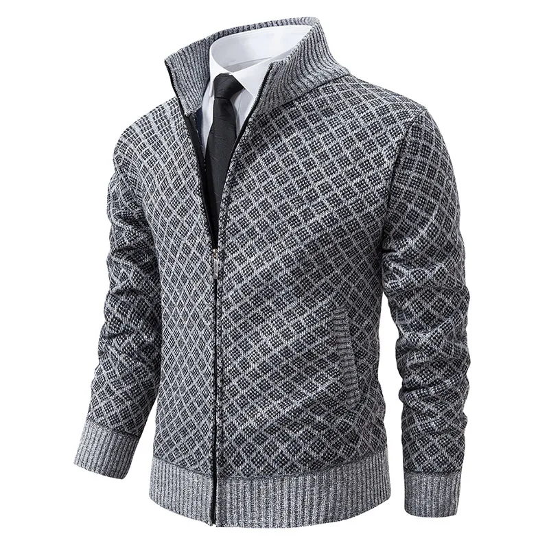 Cárdigan informal para hombre, abrigos de cuello alto, suéteres cálidos más gruesos de lana, prendas de vestir ajustadas, otoño e invierno, nuevo