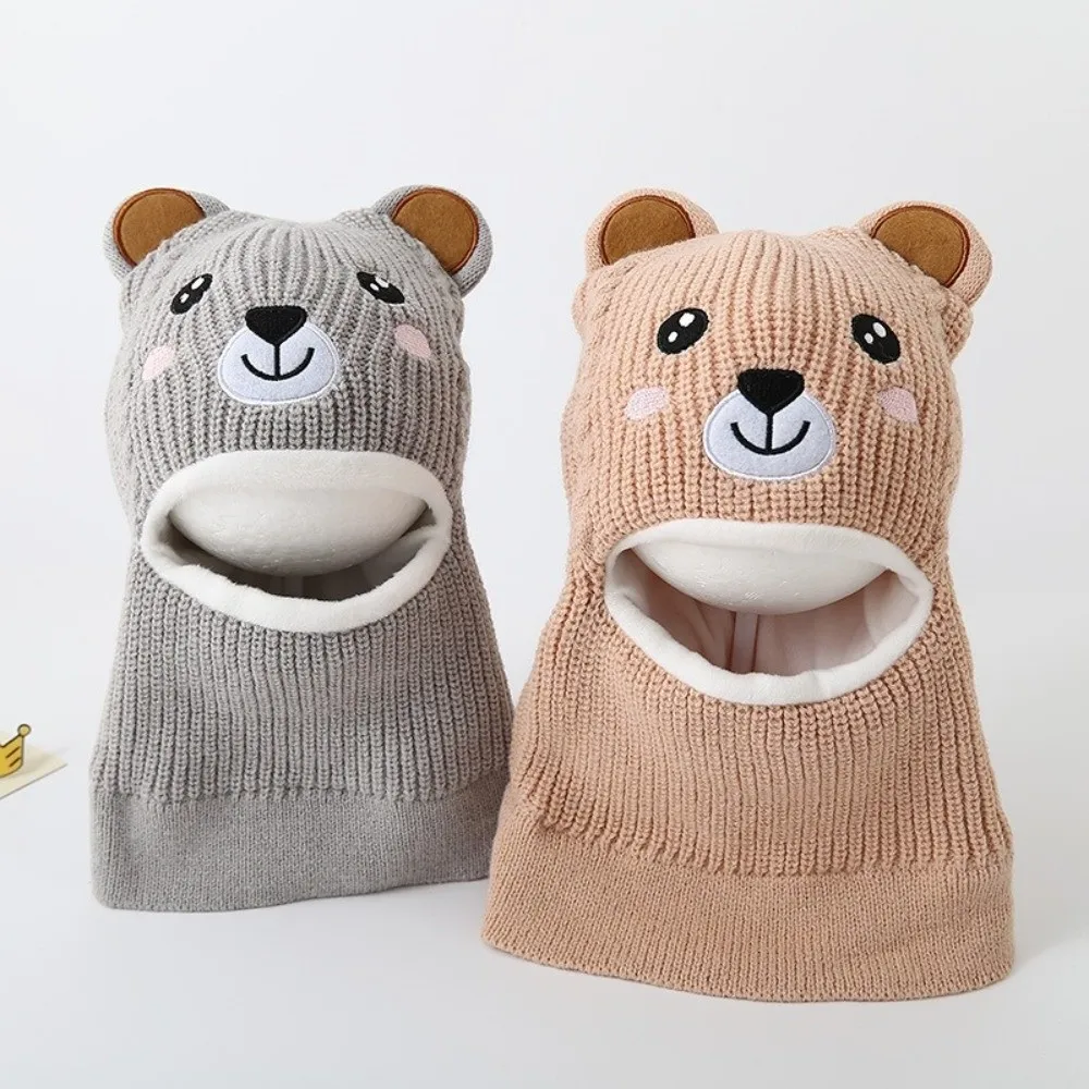 

Fashion Cute Cartoon Ear Protection Cap Windproof Warm Hat Scarf One-Piece Cold Proof Knitted Hat