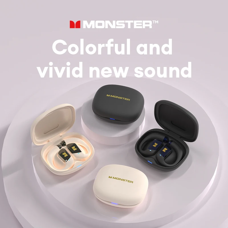 Monster MQO26 Беспроводные наушники с открытыми ушами Bluetooth 5,4 Наушники-крючки Hi-Fi объемный звук Воздушная проводимость Спортивные наушники