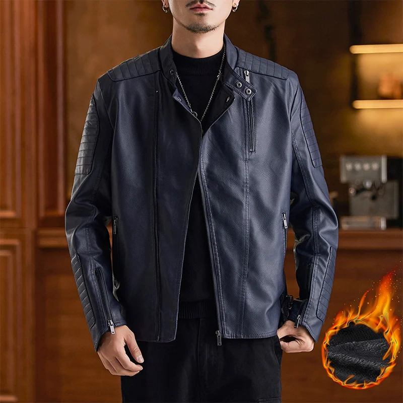 

Casual Men's Motorcycle Leather Jacket Business Trend Korean Slim Fit Leather Jacket New Winter Fashion Autumn Men's Jacket