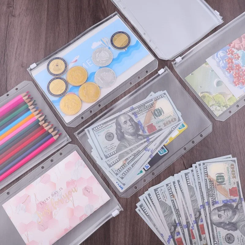 A6 PU-Leder Budget Binder Notebook Geldumschläge System Set mit Binder Taschen für Geld Budget Sparen Bill Organizer – Detail 14