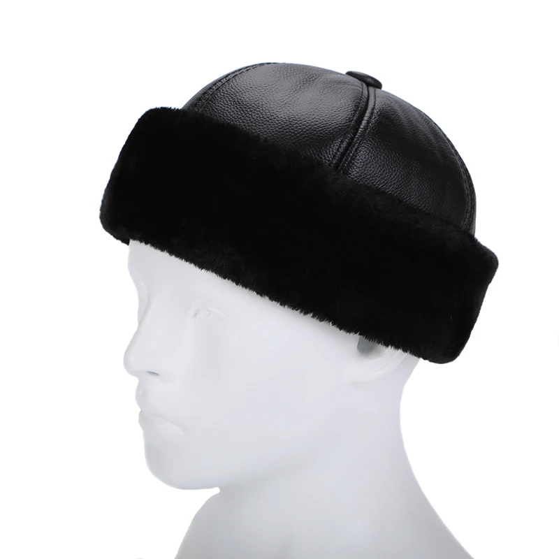 Chapeau de bombardier en cuir de vachette rétro pour hommes et femmes, casquettes en cuir véritable, optique, velours, chapeau de papa, garder au chaud, hiver, tout nouveau style, 2024