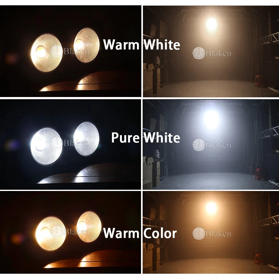 LED COB Cool Warm White Lighting, 2 Olhos, 200W, 2in 1, 2x100W, 2x100W, DMX, Iluminação de Palco, Festa de casamento, Bar, Sem imposto, Iluminação