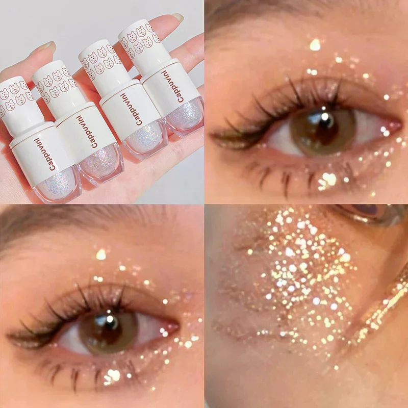 Beer Bowlingbal Teardrop Vloeibare oogschaduw Oogmake-up Liggende zijderups Parel Super Sparkle Hoogglans Glitter Fijn glitterpoeder