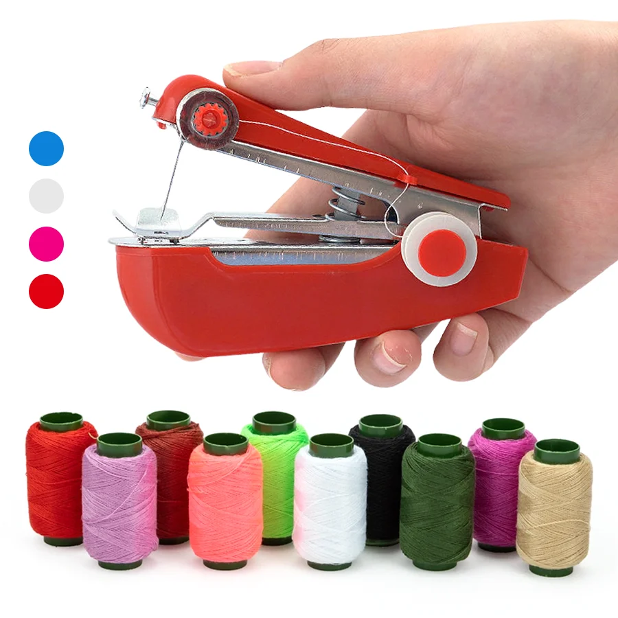 6/11-teiliges Mini-Handnähmaschinen-Set mit Nähgarn-Kit, tragbare DIY-Werkzeuge für Haushalt, Kleidung, dünne Stoffe XJM