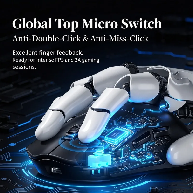 Lightweight Gaming Mouse PAW3311 Sensor Tri-Mode Wireless Bluetooth Mouse with Charging Dock for PC Esports