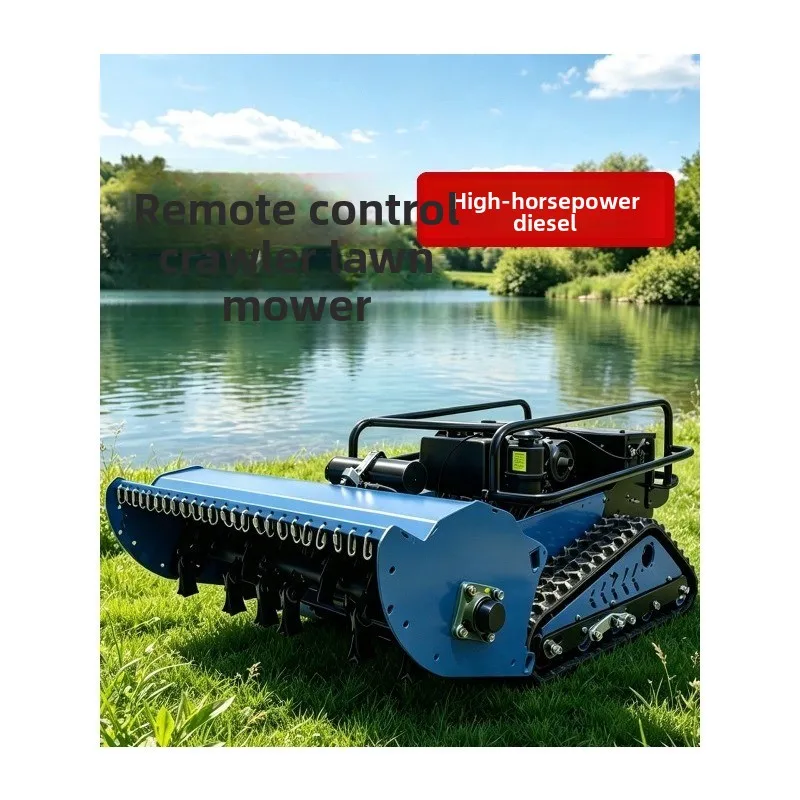 Remote control crawler lawn mower, all-terrain lawn mower, four-wheel drive  electric small