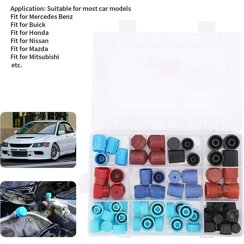 77 Pieces Box Universal Car Air Conditioner Dust Cover Replacement A C System High Low Side Port Caps Replacing Replacement