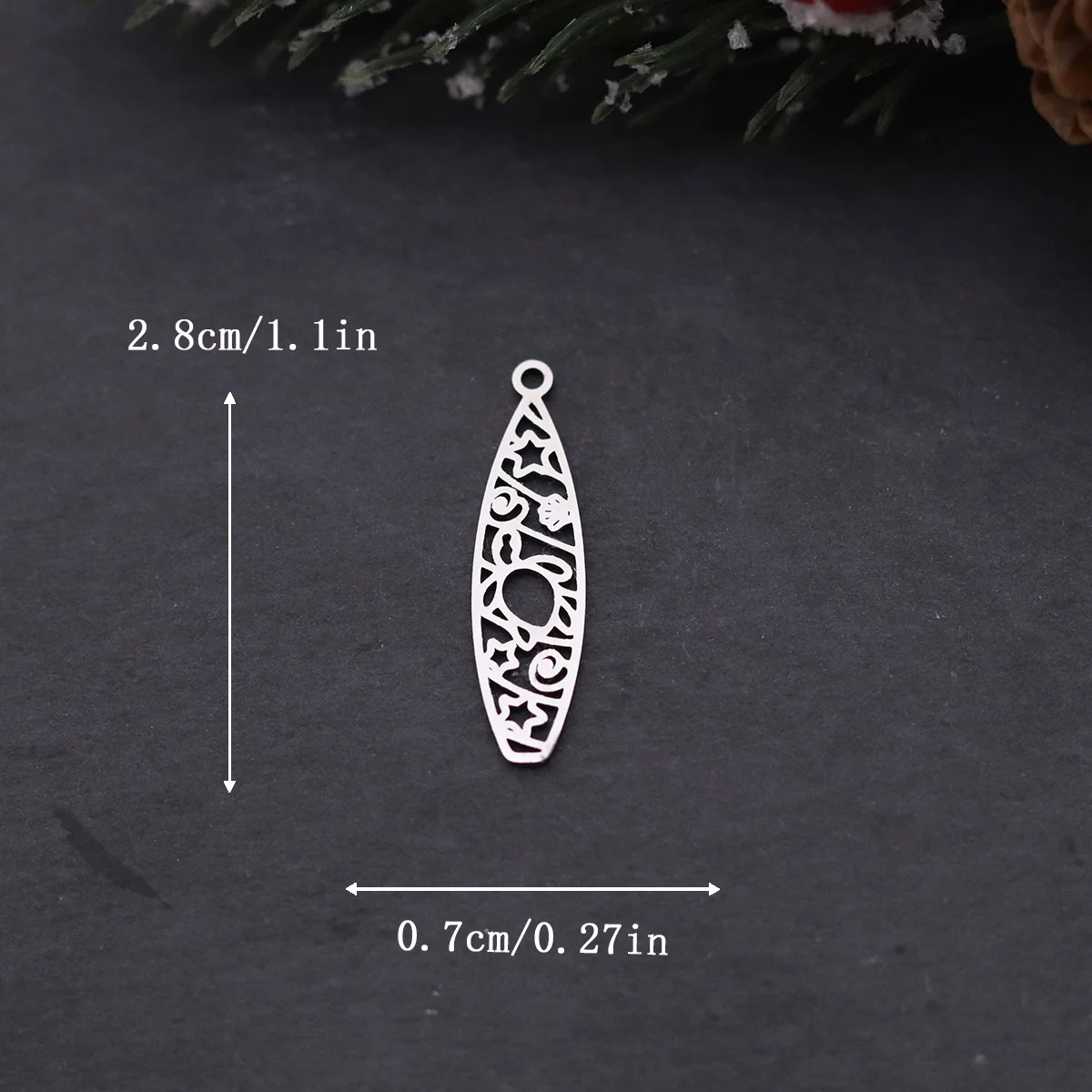 3pcs Stainless Steel Surfboard Charm Pendant with Ocean Elements Star Sun Cutout For DIY Earrings Necklaces Jewelry Making