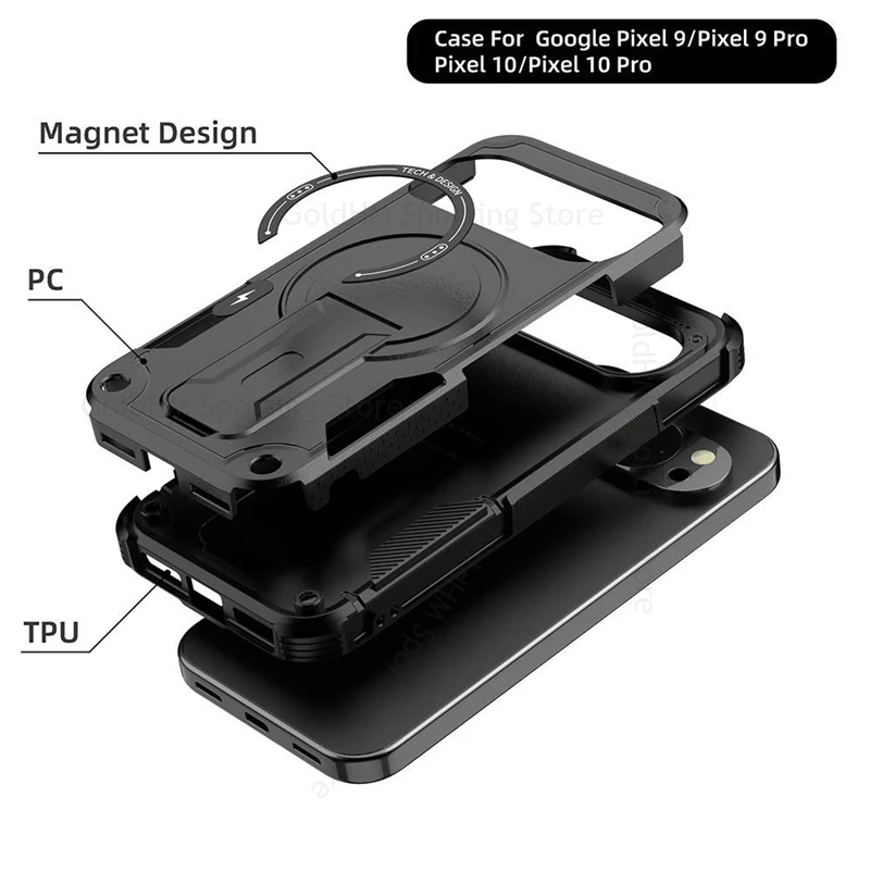 For Galaxy S25 Ultra S24 Plus Wireless Charging For Samsung S25 Edge Heavy Duty Magnetic Kickstand Cover For Magsafe Armor Case