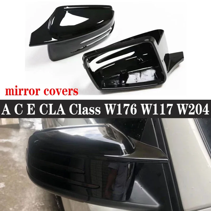 For Mercedes Benz A C E CLA Class W204 W212 W117 W176 C260 C63 C43 Shells Rearview Cap Carbon fiber rear view mirror case cover