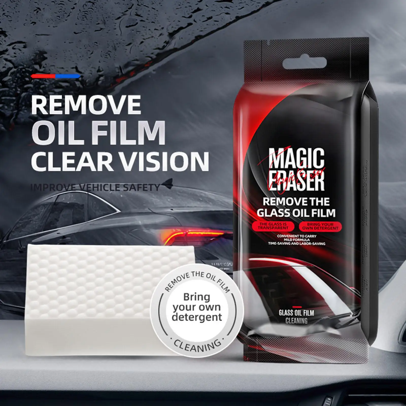 منظف فيلم زيت زجاجي للسيارة 5 قطع لوازم تنظيف السيارات إسفنجة تنظيف فيلم زيت السيارات للسائقين ورحلات الطريق الأسطول