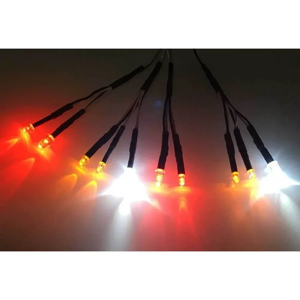 RC LED light 2x White 5mm 2x Red 5mm 2x Red 3mm 4x Yellow 3mm For Traxxas TRX4