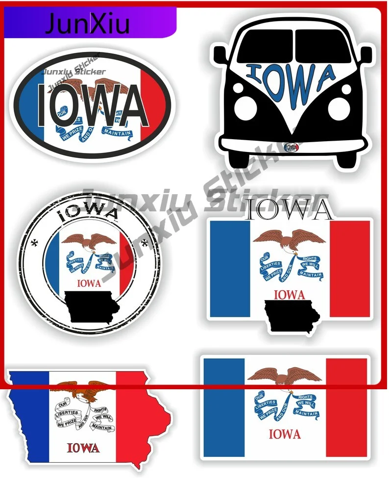 

Iowa Flag United States Vinyl Stickers Travel Vacation Decals Exterior Accessories Car Sticker Motorcycle Stickers Funny Decor