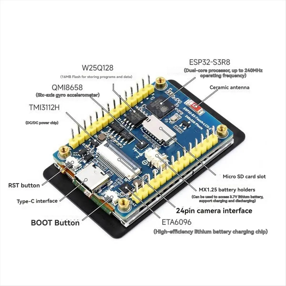 L63A - Carte de développement avec écran capacitif de 2 pouces, processeur LX7 double cœur, WiFi et Bluetooth A