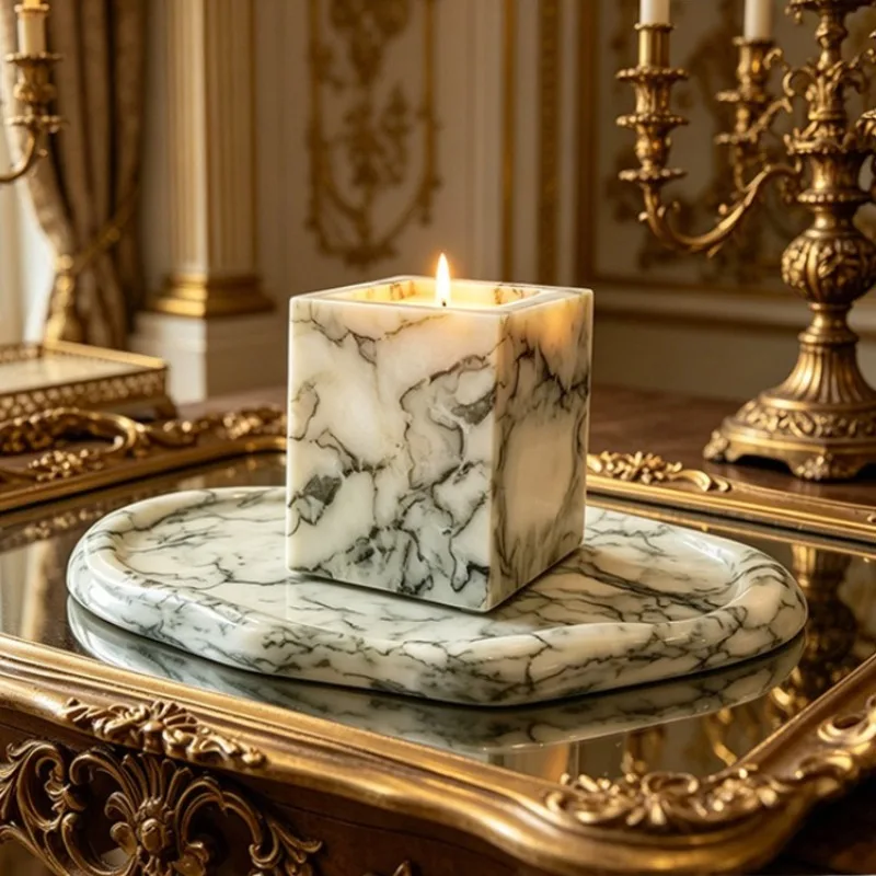 Luxury-Style High-End Trays Marble Green Cloud-Shaped Bathroom Trays Durable Nice Bedroom Storage Home Decor Tabletts ZY40TP