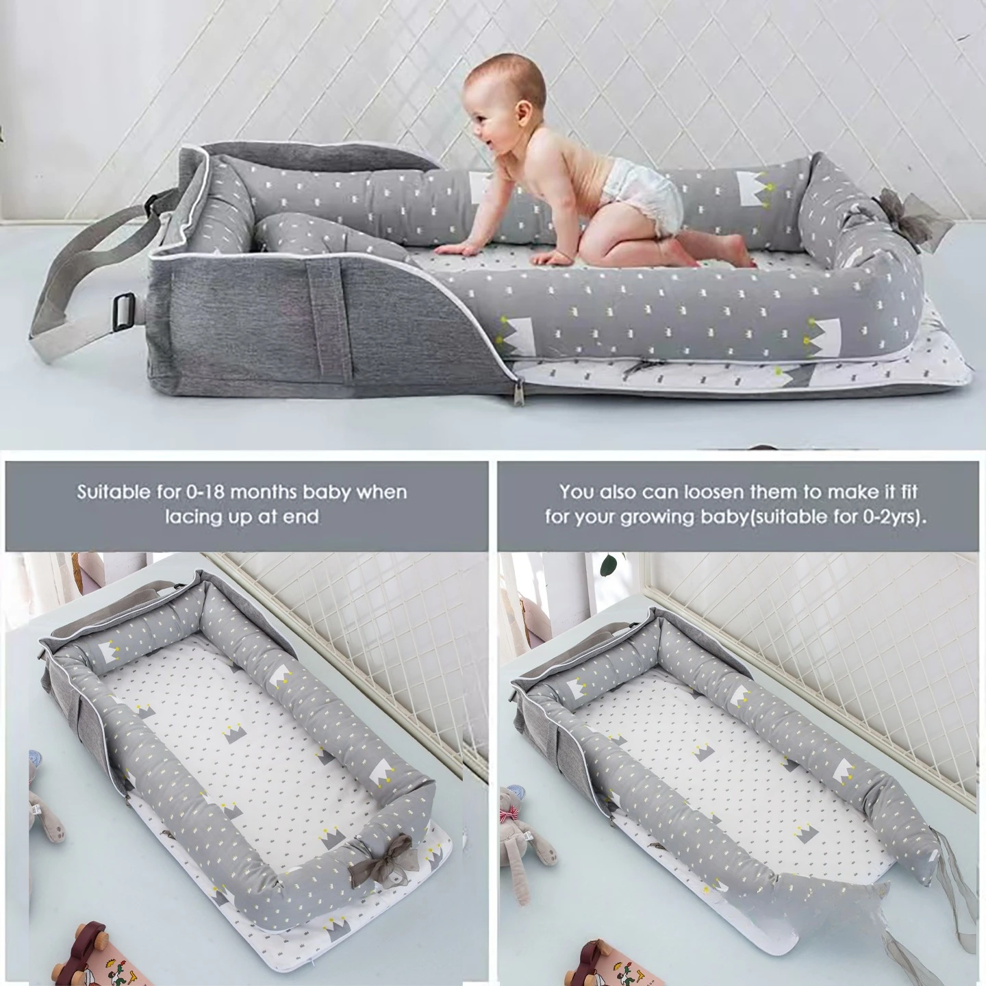 

Comfortable Leisure Portable Mommy's Nest Shoulder Luggage Bed Middle Bed Travel Crib