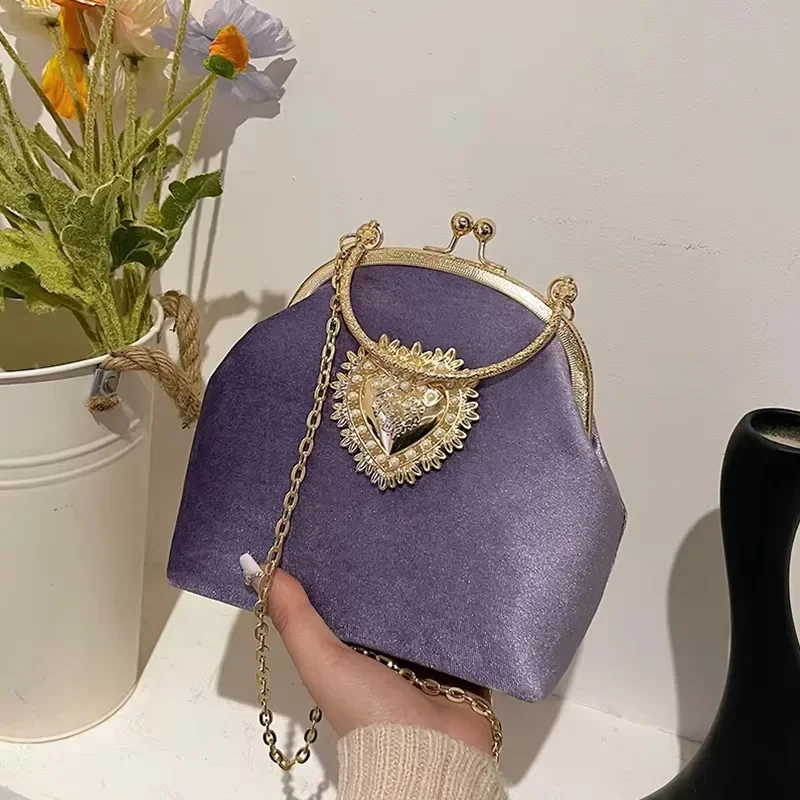 

Silk CHAINS Solid Shoulder Bags Metal Decoration Sewing Thread Ladies Bags 2025 High Quality Soft Zipper Women's Handbags