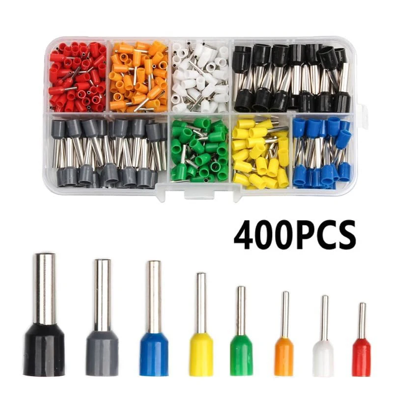 400PCS Crimp Terminals Kit Electrical Tube Terminals Suit VE Tubular Block Cord End Connectors Cable Wire Connector