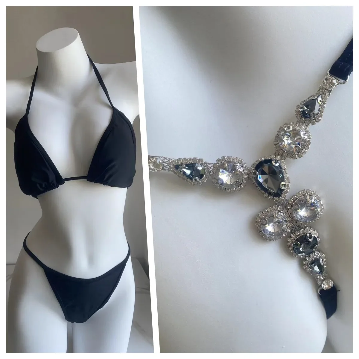 

Sexy Brazilian Thong Bikini Mujer Swimwear Women Bandage rhinestone Diamond Swimsuit Micro Bikini Set Summer Thong Beachwear