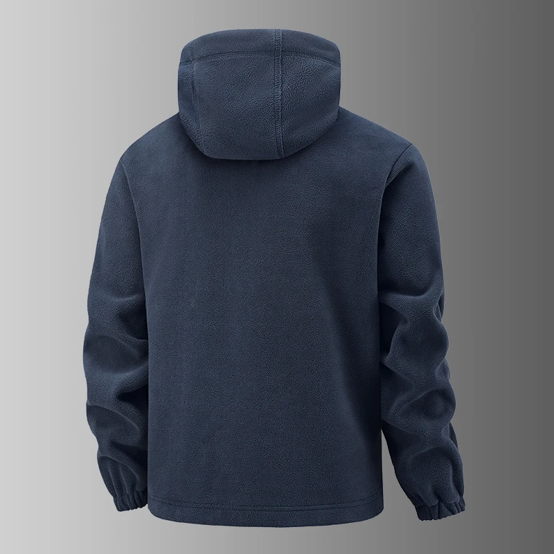 2025 Fleece-Herrenmantel, verdickt, warm, winddicht, lockerer Outdoor-Kragen, Fleece-Kapuzenjacke, norwegisch bedruckt, guter Soldat – Detail 8