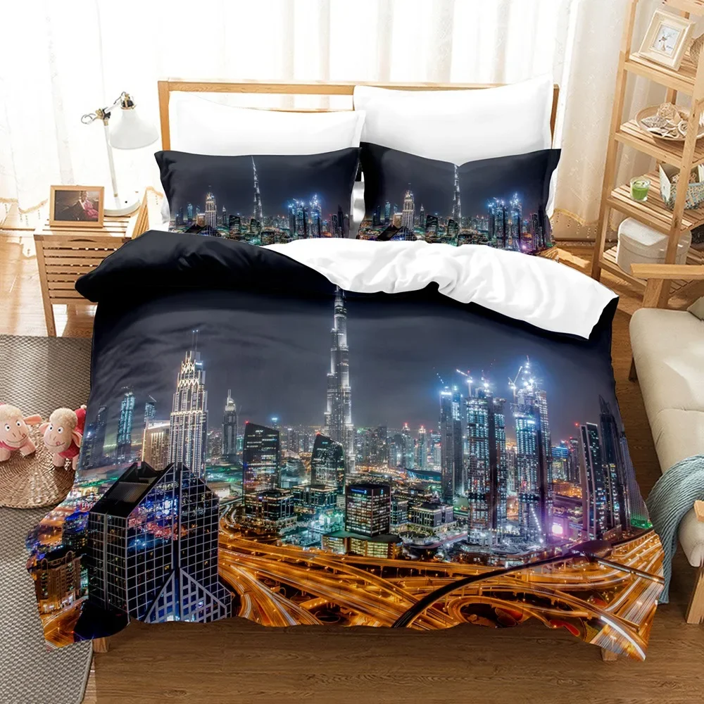 Printed Landscape Building Duvet Cover With Zipper, Bedroom Comforter Set, Luxury Pillowcases, Eiffel Tower, 240x220
