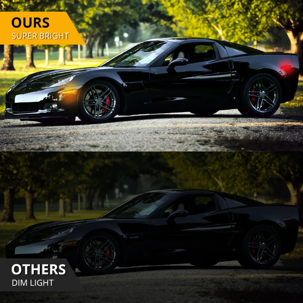 LED Front & Rear Fender Wheel Side Marker Light Smoked Lens 3 Row Amber Red White Light For Chevrolet Corvette C6 2005-2013