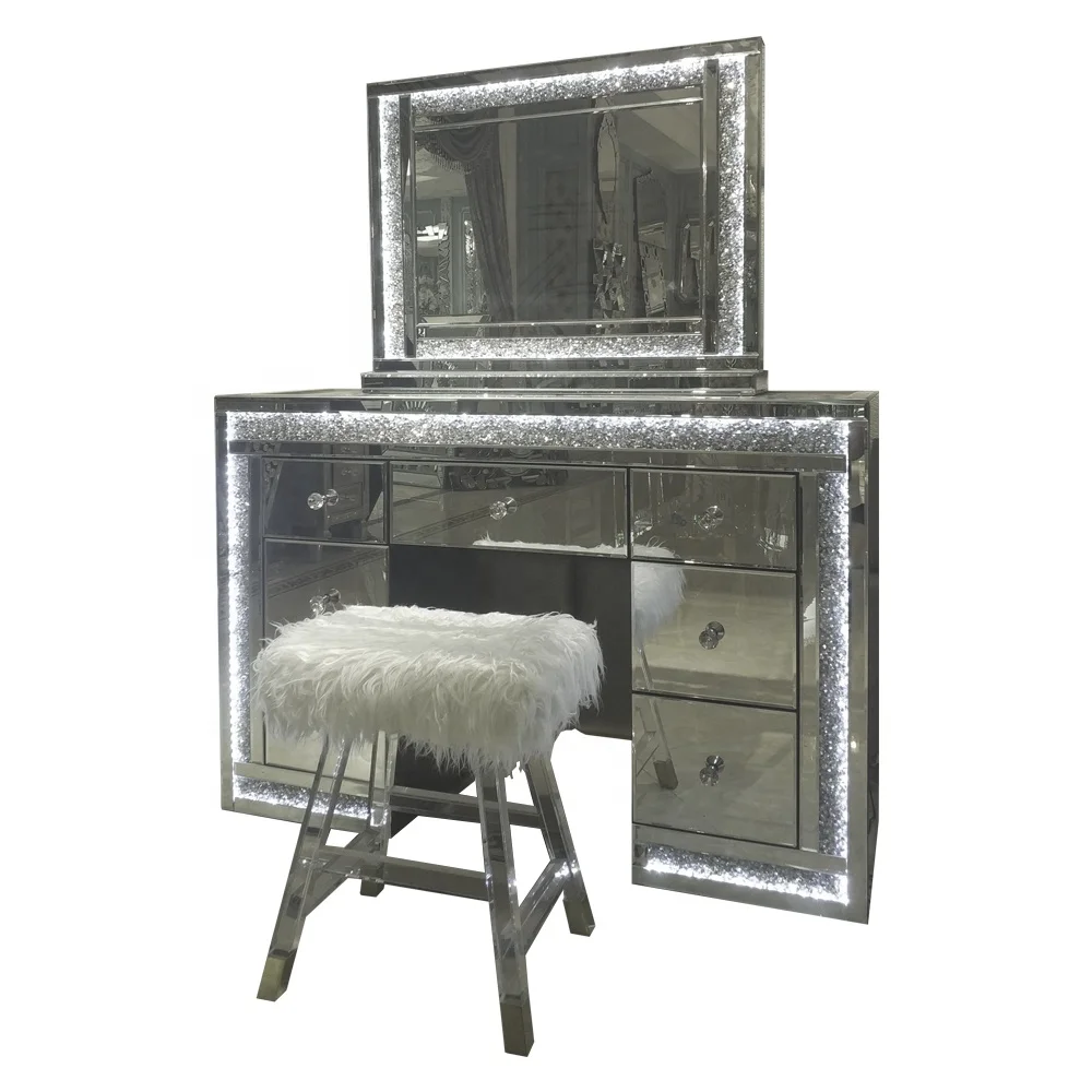 Docarelife Home Decoration Crushed Diamond Mirrored Console Furniture Vanity